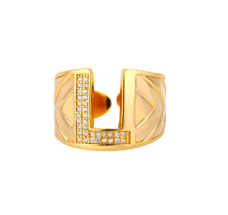 Fashion Initial Letter Rings For Women Finger Adjustable A-Z Alphabet Ring Jewelry L