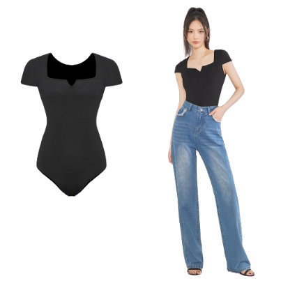 Lovito Women Basic Bodysuit L62ED071 (Black)