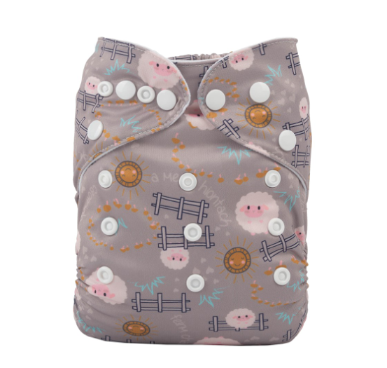 Alva Baby Cloth Diapers 1Set With Bamboo Charcoal Insert Printed Washable Diapers Cloth Diaper Pocket Nappy D15