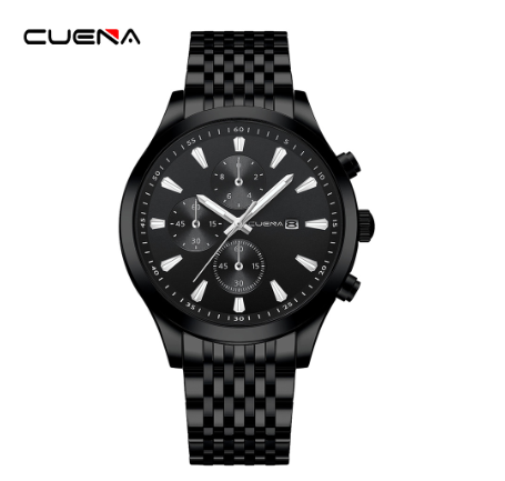 CUENA Original Men's Watches Fashion Brand Stainless Steel Gold Luxury Business Casual Water Resistant Quartz Analog 6053 M6