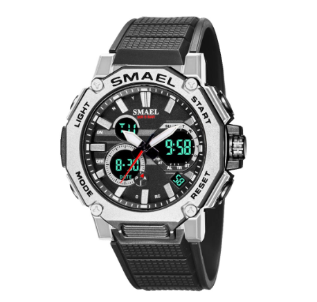 Smael 8047 Sports Quartz Watch Male Clock 50M Waterproof Stopwatch LED Backlight Multifunction Chronograph M6