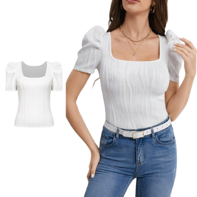 Lovito Elegant Plain Plicated T-Shirt for Women L74ED368
