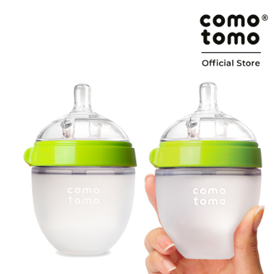 Comotomo Set Of 2 150ML Silicone Baby Bottle Green (1 Hole)