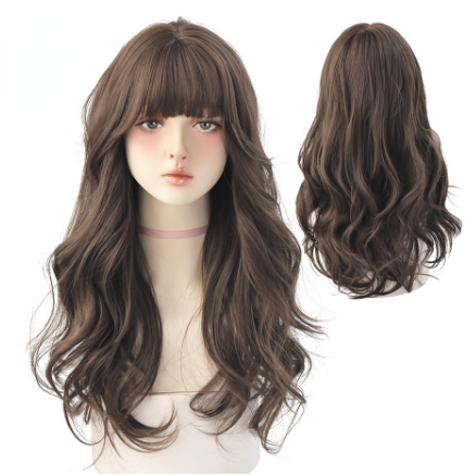 Wig Female Long Hair Comic Bangs Net Red Round Face Big Wave Fluffy Full Headgear Long Curly Hair
