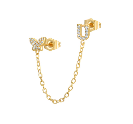 Minimalist Style Fashion Tassel Butterfly Letter Combination Earrings 26 English Letter Earrings Earrings Earrings U