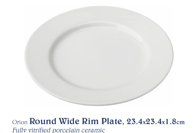 Chef's Classics Orion Ceramic Round Wide Rim Plate, 23.4x23.4x1.8cm