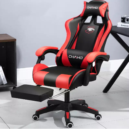 Leather Gaming Chair Ergonomic Office Computer Chair High Back Swivel and Height Adjustment