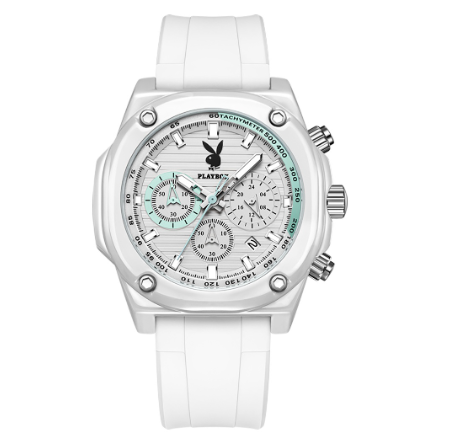 Playboy Watch For Men Waterproof Luminous with Calendar Chronograph Silicone Strap Trendy Fashion Men's Watch