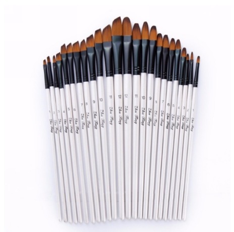 Artist Nylon Hair Watercolor Painting Brushes Brush Oil Acrylic Flat & Tip Paint Kit Set 12Pcs Set