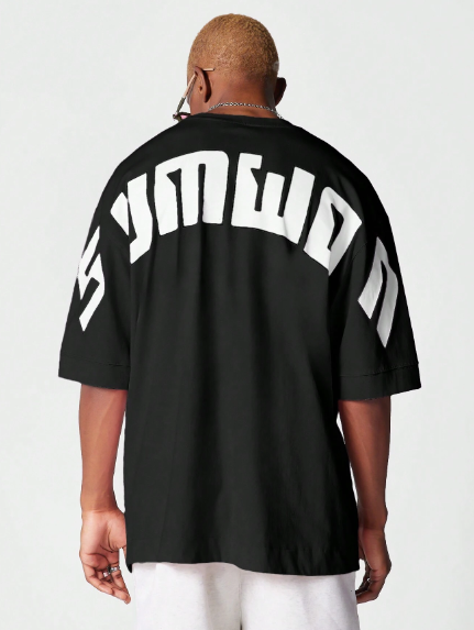 SUMWON Oversized Fit Washed Tee With Back Graphic Print