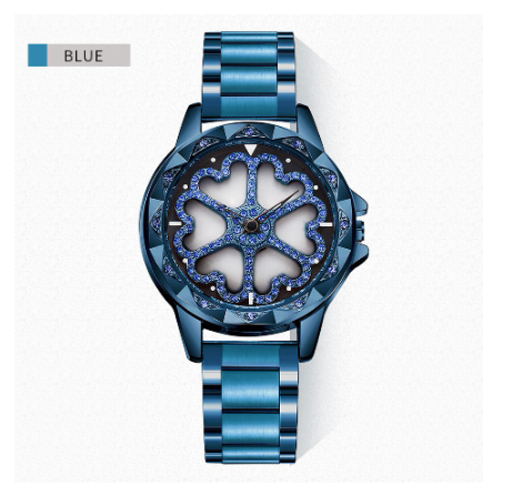 Sanda Women's Fashion Creative Rotating Dial Quartz Stainless Steel Watch BLUE