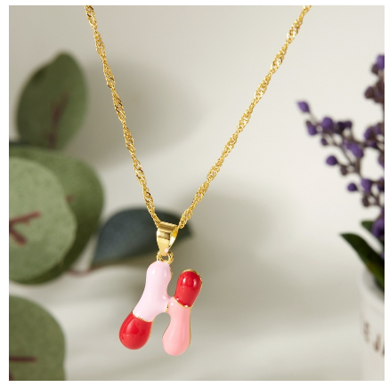 Dropping Oil 26 English Letter Pendant Necklace Fashion Colorful Letter Necklace Men's and Women's Jewelry