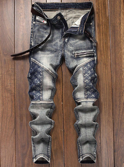 Men's Skinny Motorcycle Jeans, Versatile And Trendsetting Long Pants