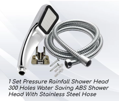 WPT-5069 Pressure Rainfall 300 Holes Water Saving ABS Shower Head With Stainless Steel Hose