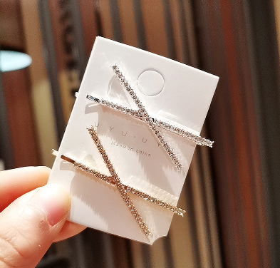 Korean Fashion Outlook Cross Rhinestone Hairpin Hair Clip Zircon Girl Temperament Women Accessories