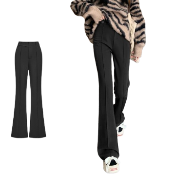 Lovito Women Asymmetrical Button Zipper Pants L62ED098 (Black)