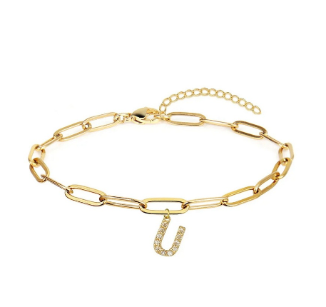 Fashion 26 Letters Alphabet Initials Crystal Bracelet Adjustable Bangle Women Men Jewelry Gift Wholesale U