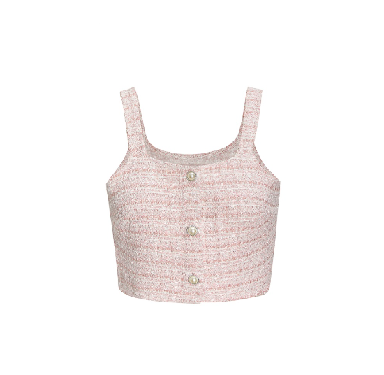 Lovito Women Casual Striped Button Front Tank Top L68ED056 (Pink)