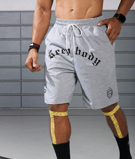 Manfinity Men's Letter Printed Casual Drawstring Sports Shorts For Summer