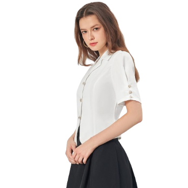 Lovito Women Button Blouses L68ED035 (White)
