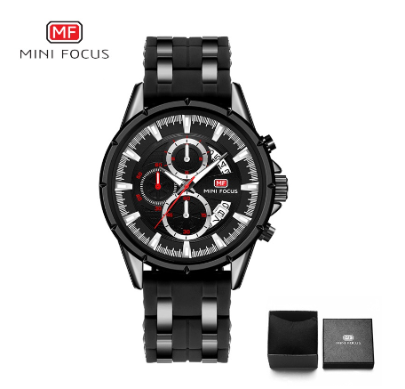 Mini Focus Fashion Watch Men Luxury Brand Business Sports Waterproof Chronograph Luminous Watch ALL BLACK
