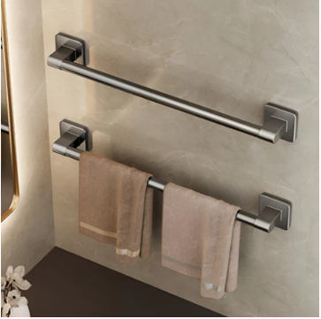 Punch-Free Towels Holder Bar Bathroom Storage Rack Towel Rack Organizer Wall-Mounted Towel Shelf