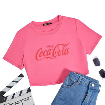 Lovito Casual Letter Prints T-Shirt for Women LNE15013 (Hot Pink)