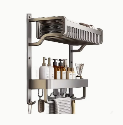 1pc Wall Mounted Bathroom Storage Rack, Bathroom Hanging Shelf, 2 Tier Bathroom Shelves, Cosmetic Storage Rack, Shampoo Shower Gel Holder Organizer, Bathroom Accessories, Bathroom Storage And Organiza