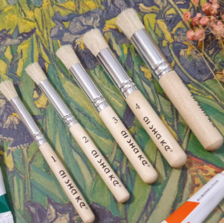 SeamiArt Bristle Painting Brush Round Head 5Psc Set