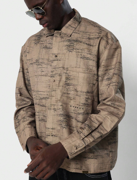 SUMWON Relaxed Fit All Over Print Long Sleeve Shirt