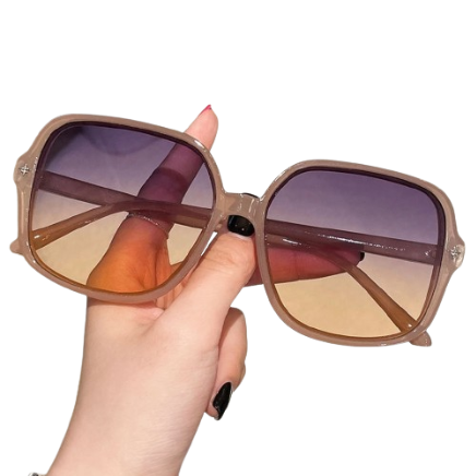 Lovito Women Colorblock Sunglasses LNA28269 (Light Khaki)