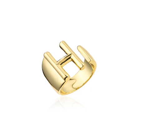 New Copper Plated Gold 26 A-Z Letter Opening Adjustable Ring Women's Initial Name Gold Jewelry Commemorative Couple Gift H