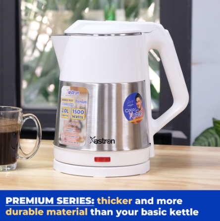 Astron Energy Pot 2L Electric Kettle (White) | 1500W | Premium Series | Heat Protection