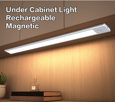 Led Ultra-thin Motion Sensor Cabinet Light, Three-tone Light Counter Lighting, Magnetic USB Rechargeable Kitchen Night Light