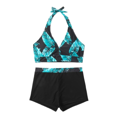 Lovito Women Elegant Tropical Pattern Bikini Set LNL43037