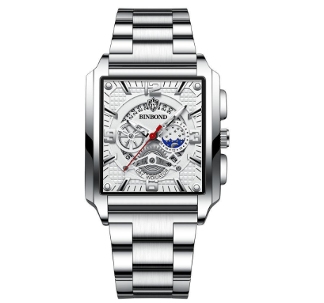 Original Luxury Square Fashion Retro Calendar Waterproof Luminous Sports Stainless Steel Watch 04