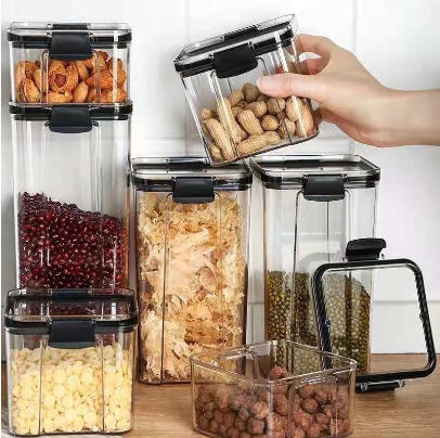 460/700/1300/1800 ML Kitchen Seal Storage Tank Square Food Preservation Storage Jars Plastic Tr