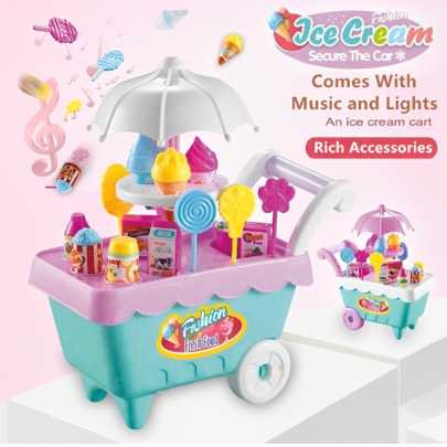 Kids Toys Music Car Mini Ice Cream Candy Dessert Car Girl DIY Toy