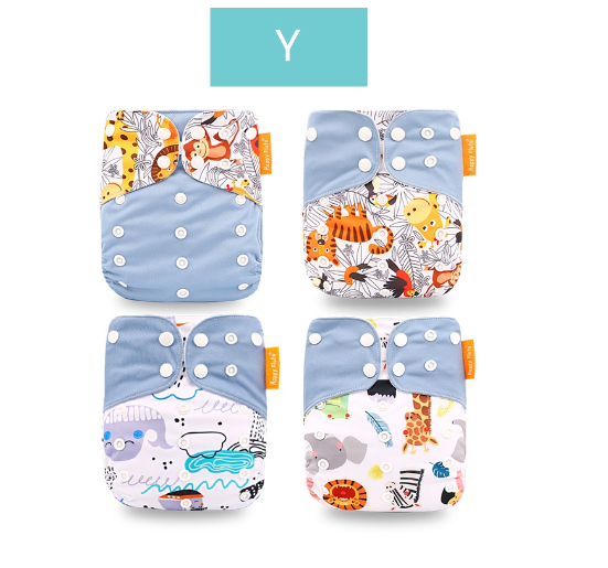 Happyflute 2023 Baby Reborn 4pcs set Washable Eco-friendly Baby Cloth Diaper Ecological Adjustable Nappy Reusable Diaper SET35