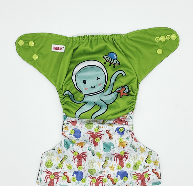 Bamboo Charcoal Cloth Diaper with Bamboo Charcoal Inserts and Double Leg Gusset D1