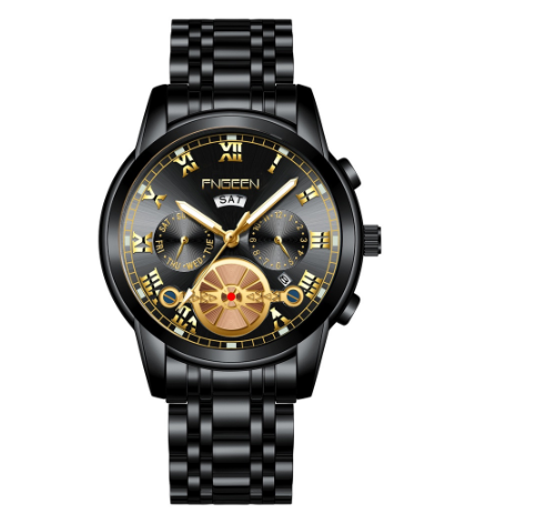 Binbond Original Luxury Watch Men Trendy Fashion Black Watch Men Stainless Steel Fashion Watch M05