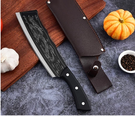 Nipiin Kitchen Knife Black Dragon Knife Japanese Titanium Steel Version Boning Butcher Knife