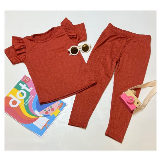 Gwen Kids Ruffle Sleeve Tee and Leggings Terno for Girls D9