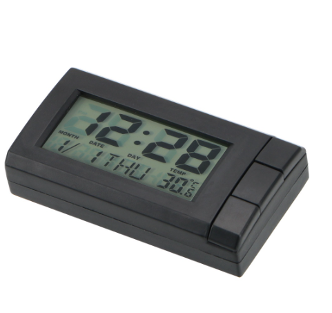 Car LCD Digital Display Clock Temperature Display Electronic Clock Self-Adhesive Car Ornaments