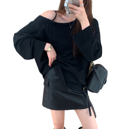 Lovito Women Asymmetrical T-Shirt LNE24059 (Khaki/Dark Grey/Grey/White/Black)