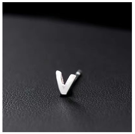 A-Z Initial Letter Stud Earrings for Women Girls Birthday Gift Silver Plated 26 Alphabet Name Ear Piercing Jewelry V