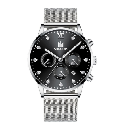 Fashion Men Stainless Steel Quartz Watches with Calendar M09