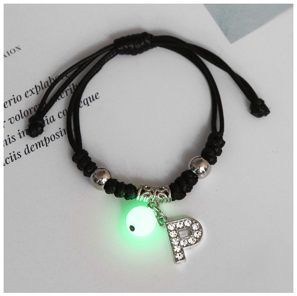 26 Letters Glow in the Dark Alphabet Initials Beaded Luminous Bracelet Women Men Birthday Gifts P