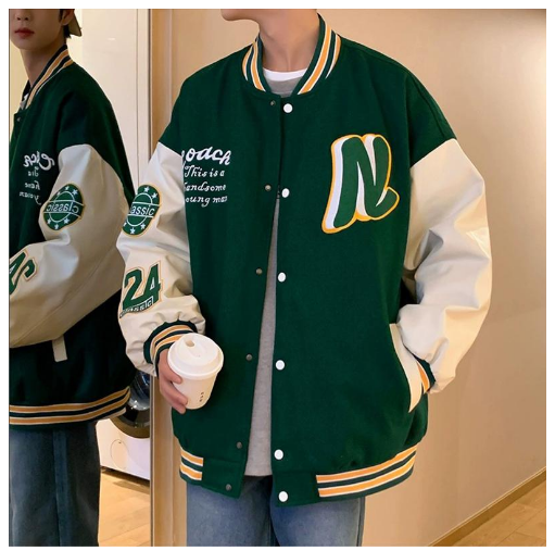 Korean Style Casual Retro Loose Baseball Jackets For Men and Women Commuter Bomber Jackets for Men