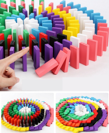 JLT 120pcs Wooden Colorful Domino